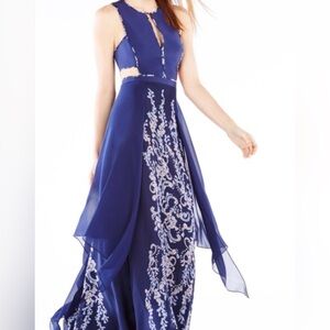 BCBGMaxAzria Blue and White Maxi Dress